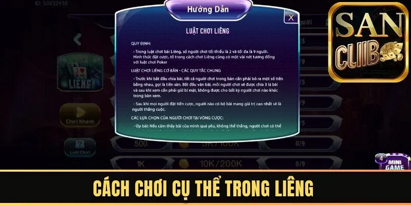 Cách chơi cụ thể trong Liêng 