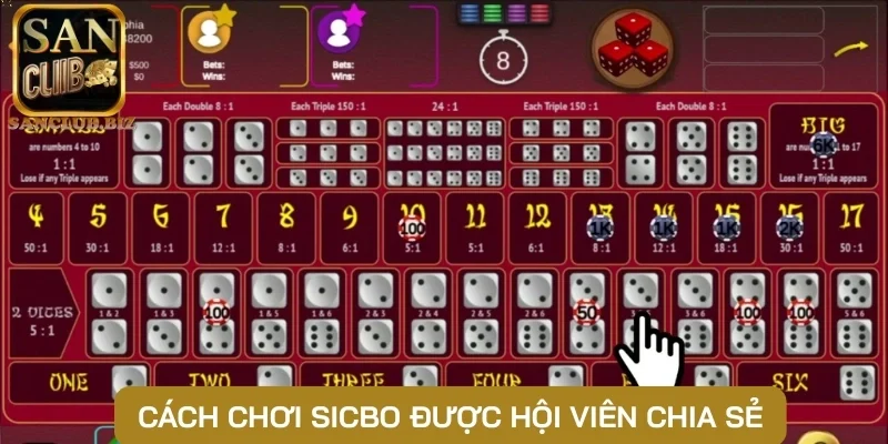 Cách chơi Sicbo được hội viên chia sẻ